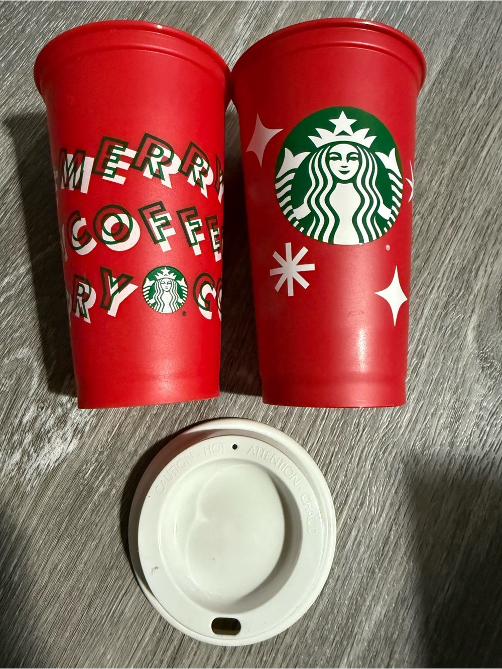 Starbucks Red Holiday Reusable Cups with Green Logo (Set of 2)